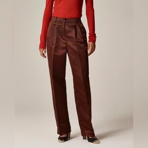 NEW J. CREW Wide-Leg Pleated Pant in Duchesse Satin- French Press (Size 0)